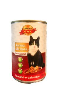 Karma dla kota z wołowiną kawałki w galaretce M&K 415 g