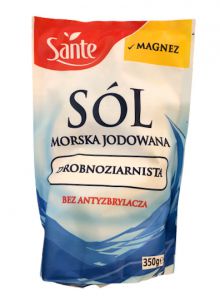 Sól morska jodowana drobnoziarnista Sante 350 g